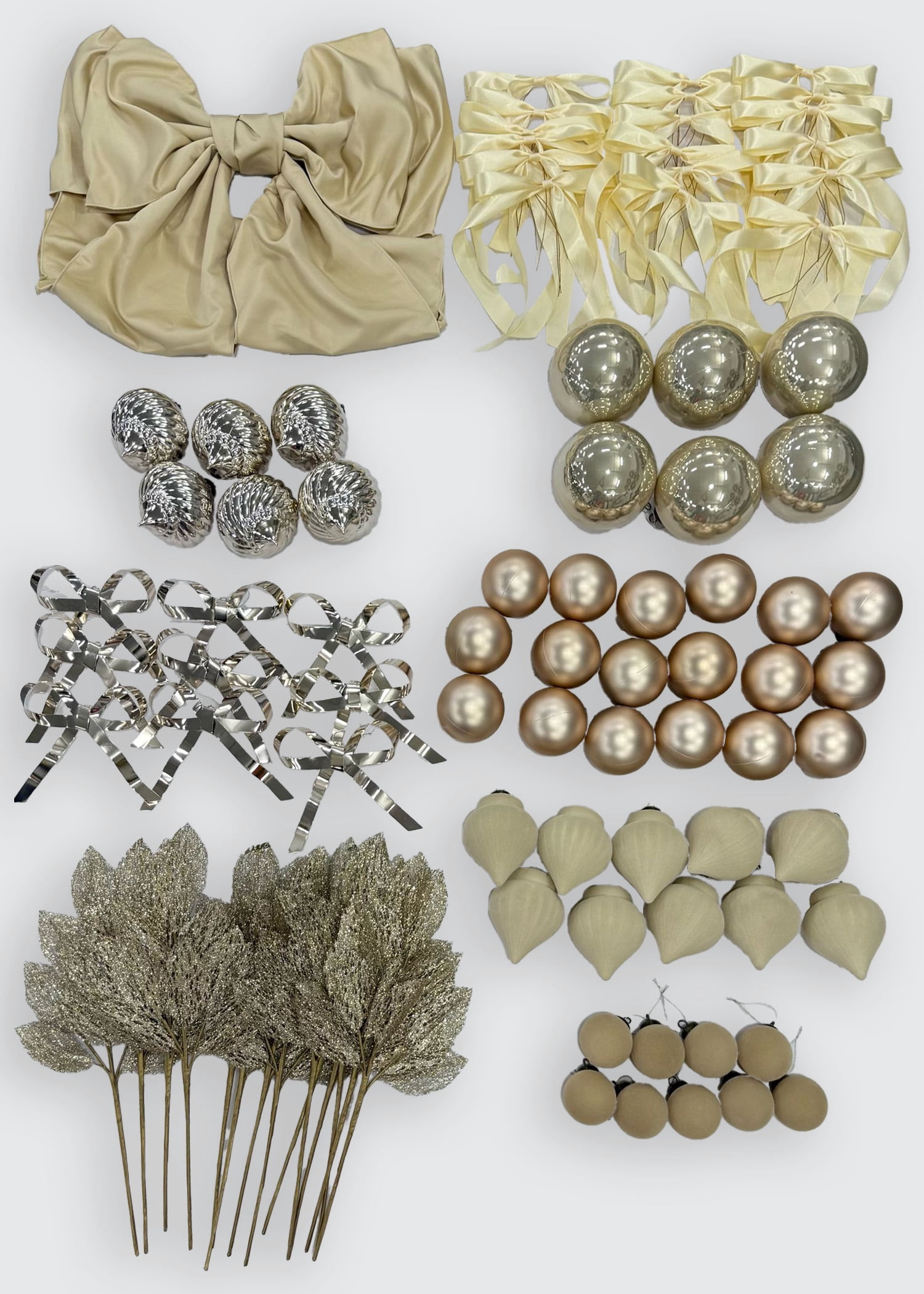 91 Count Champagne Christmas Tree Decorating Kit, by Holiday Time