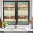 thumbnail image 3 of Retro Wood Grain Window Privacy Film Blue Brown Vintage Decorative Glass Window Film UV Blocking Static Cling Non-Adhesive Sticker Covering for Home Door 17.7 x 39.3 inches, 3 of 8