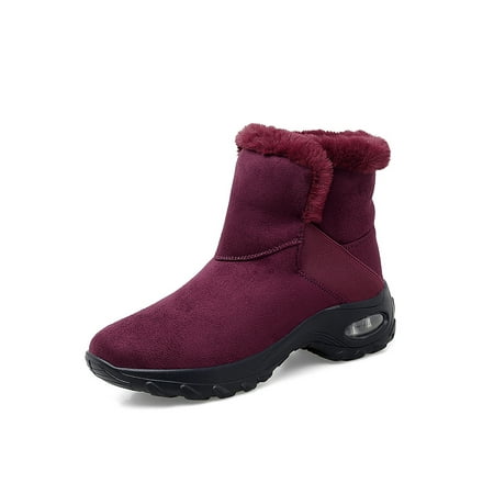 

Difumos Womens Breathable Slip On Winter Booties Slip-Resistant Work Comfort Snow Boots Jujube Red 9