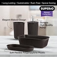 thumbnail image 3 of Superio Decorative Ribbed Bathroom Accessory Set, Plastic - Brown (4 Pack), 3 of 7
