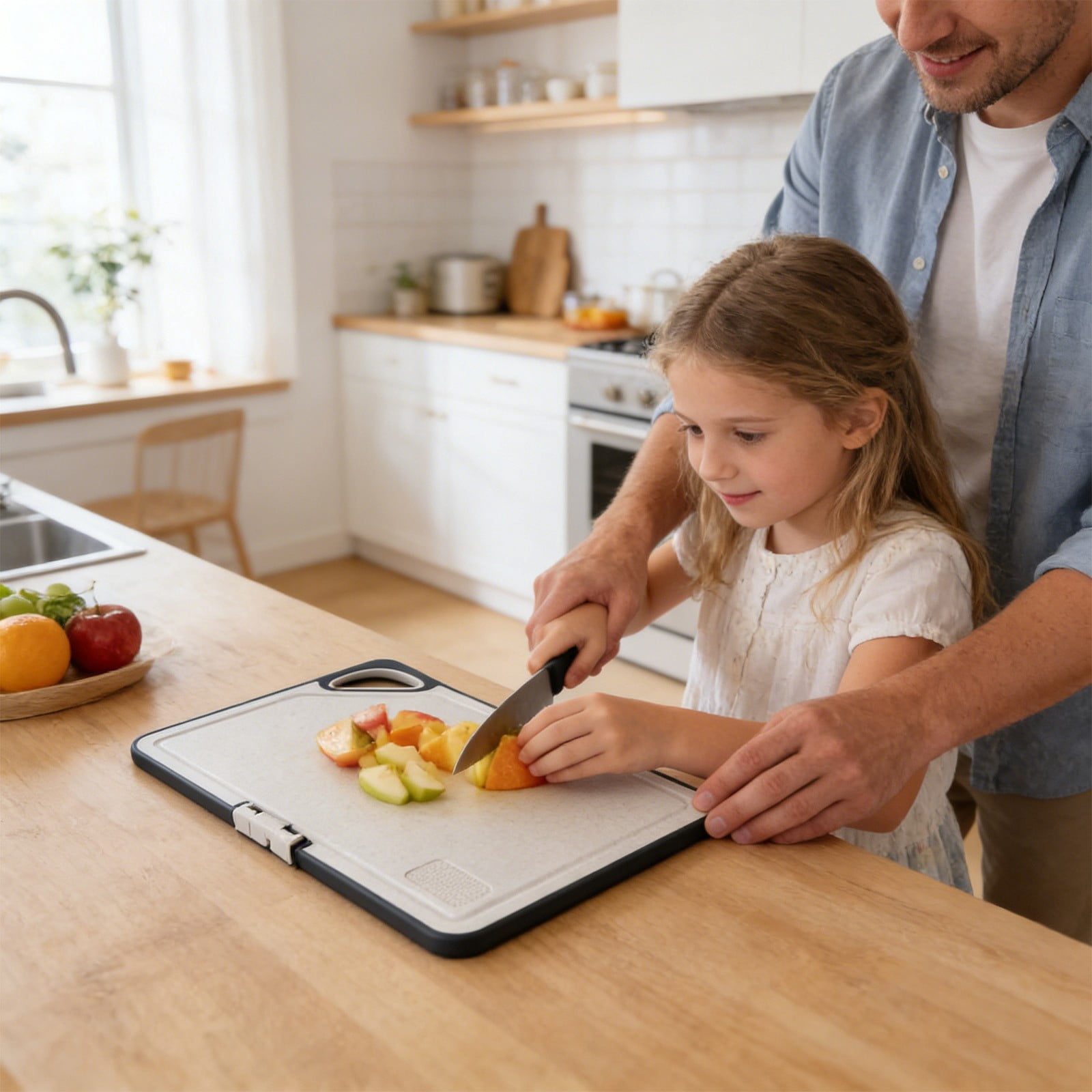 Flexible Cutting Board – Premium Plastic Cutting Mat, Thick, Knife Friendly, Non-Slip, Kitchen Prep Board, Beige (1 Pack)