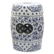 Safavieh Tao Floral Indoor/Outdoor Garden Patio Stool, Blue/White