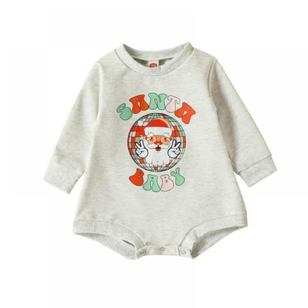 

Monfince Baby Boy Girl Long Sleeve One Piece Romper Christmas Bodysuit Playsuit Clothes Winter Gray 0-18M