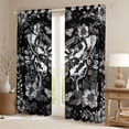 thumbnail image 2 of Homewish Death Moth Blackout Curtains Set of 2 (52x84 Each) For Adults Teens,Retro Floral Curtain,Gray Black,Halloween Living Room Curtains, 2 of 6