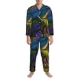 thumbnail image 3 of Naloa Cute Blue Frog Men’s Pajamas Set - Long Sleeve Button Down Sleep Shirt and Pajama Bottoms Sleepwear Set-, 3 of 7