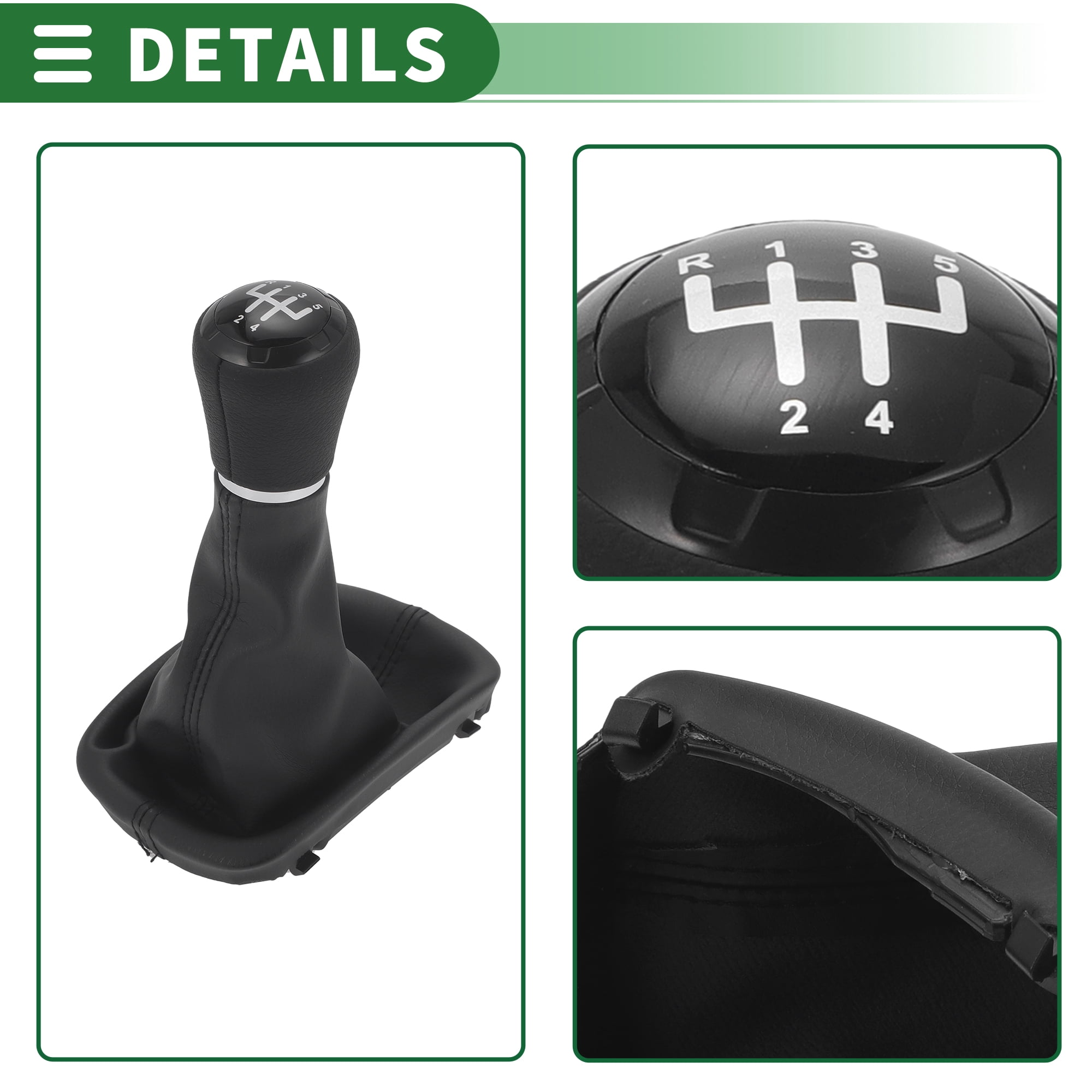 Gear Shift Knob with Cover 5 Speed Manual  Stick Shifter Knob for Audi A3 8L 96-00 Faux Leather Black