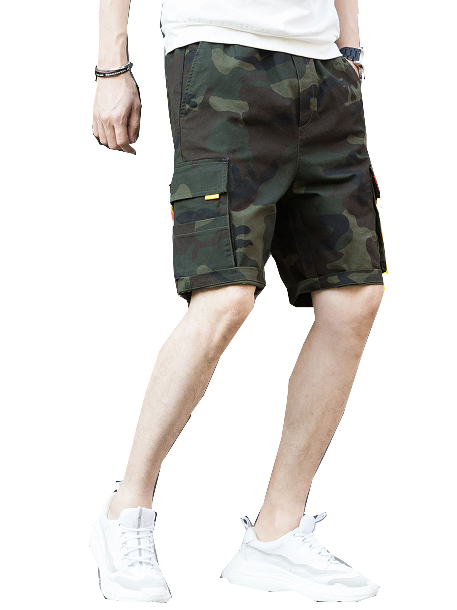 Move on Men Camouflage Drawstring Shorts Summer Sports Fitness Fifth Pants 