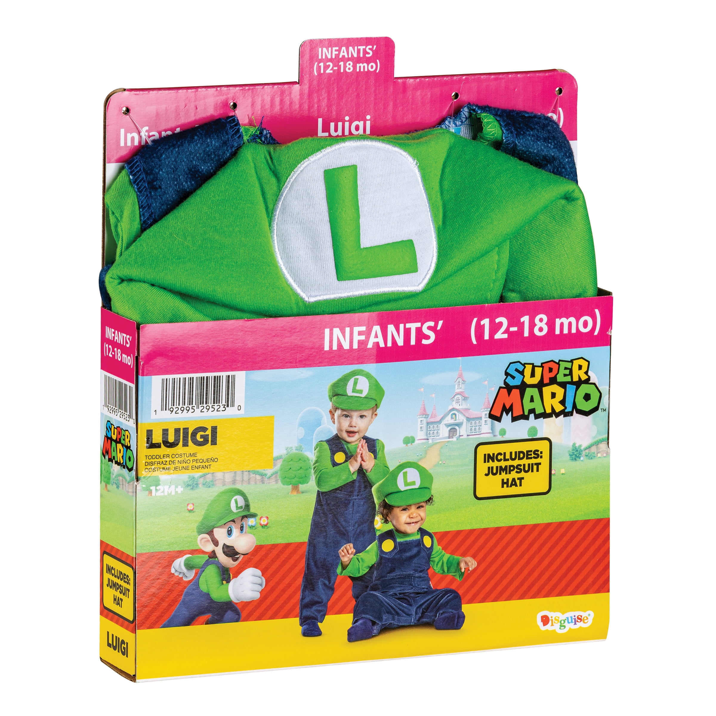 Nintendo Super Mario Bros. Luigi Halloween Costume for Children, Infants Size 12-18M, by Disguise