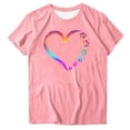 thumbnail image 3 of Ounisa Womens Tops Love Heart Shirts Short Sleeves Valentines Crewneck Colorful Heart Graphic Tees Pullover, 3 of 4