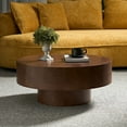 thumbnail image 3 of Youmumeub 31.5" Round Faux Burl Wood Coffee Table, Mid Century Modern Pedestal Center Table, Walnut Finish Low Profile Accent Furniture for Living Room Apartment, 3 of 15