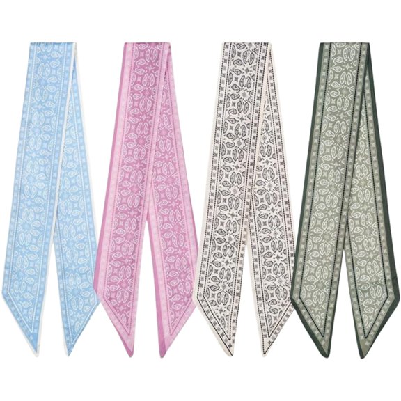 4Pcs Fashion Scarves for Women, Multifunctional Boho Scarves Headbands Satin Scarf for Bag Hair Accessories