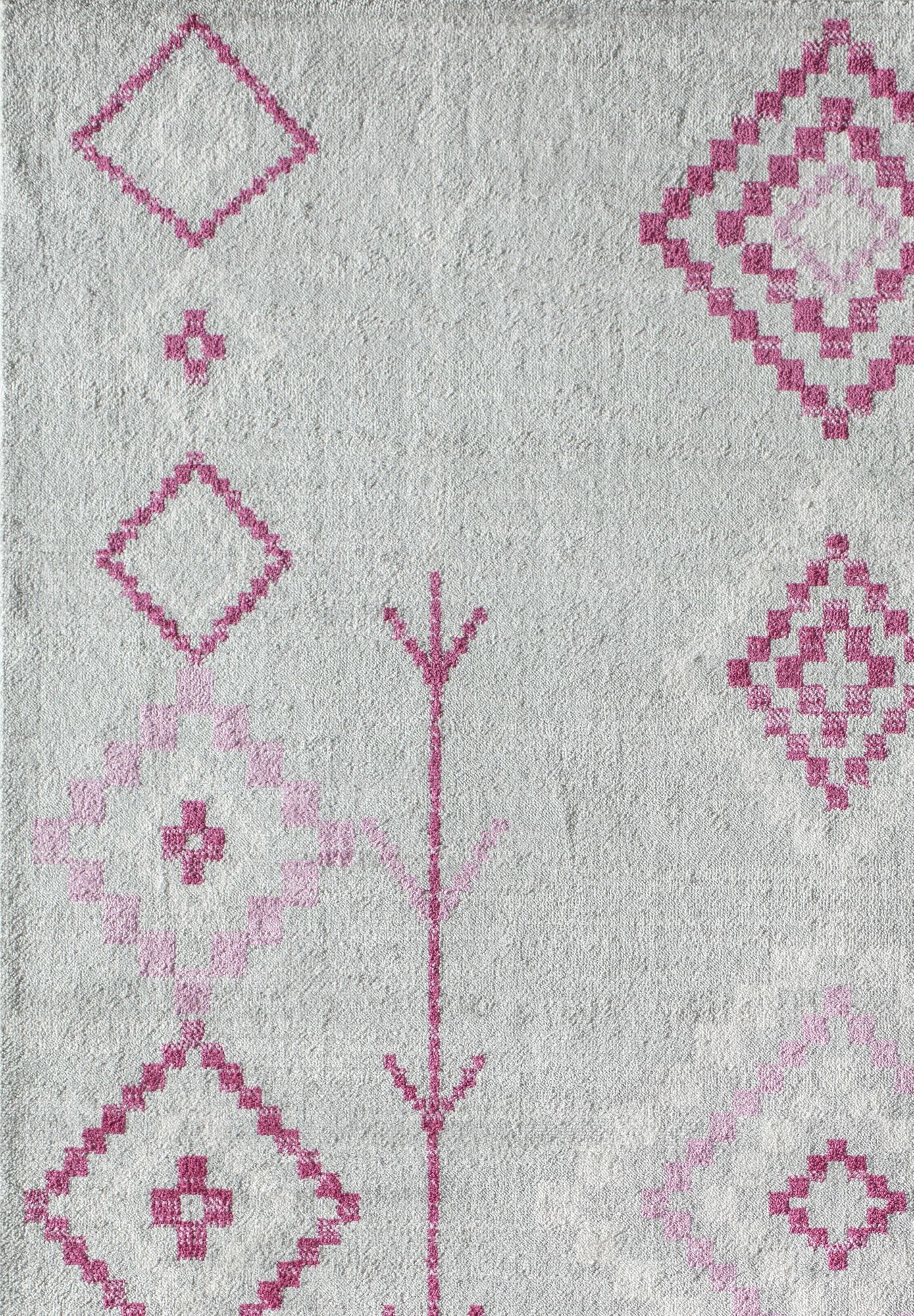 Soleil BR15M Native Fushchia Tribal Moroccan gray Area Rug, 2'x4'