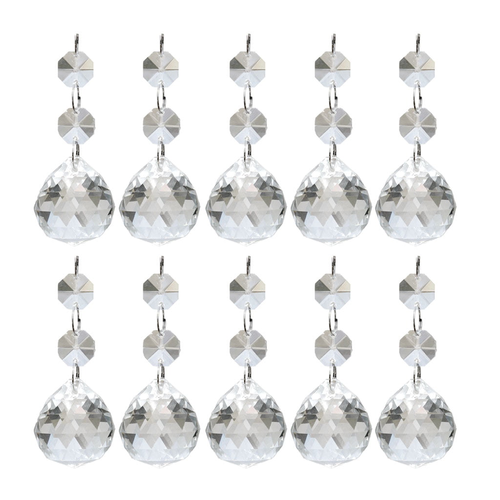 2 Beads Pendant 10PCS Teardrop Chandelier Crystal Pendants Glass Prisms 50MM 