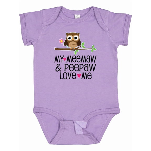 Inktastic My Meemaw and Peepaw Love Me Grandchild Owl Girls Baby Bodysuit
