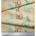 thumbnail image 3 of Soimoi Orange Cotton Poplin Fabric Rabbit Animal Fabric Prints By metre 56 Inch Wide, 3 of 3