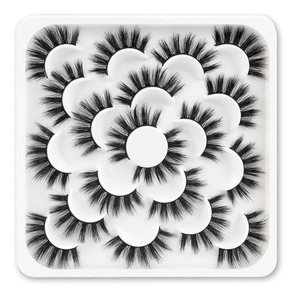 Lashes 10 Pairs Natural Fluffy False Eyelashes Soft Wispy Lashes 3D Faux Mink Lashes Pack