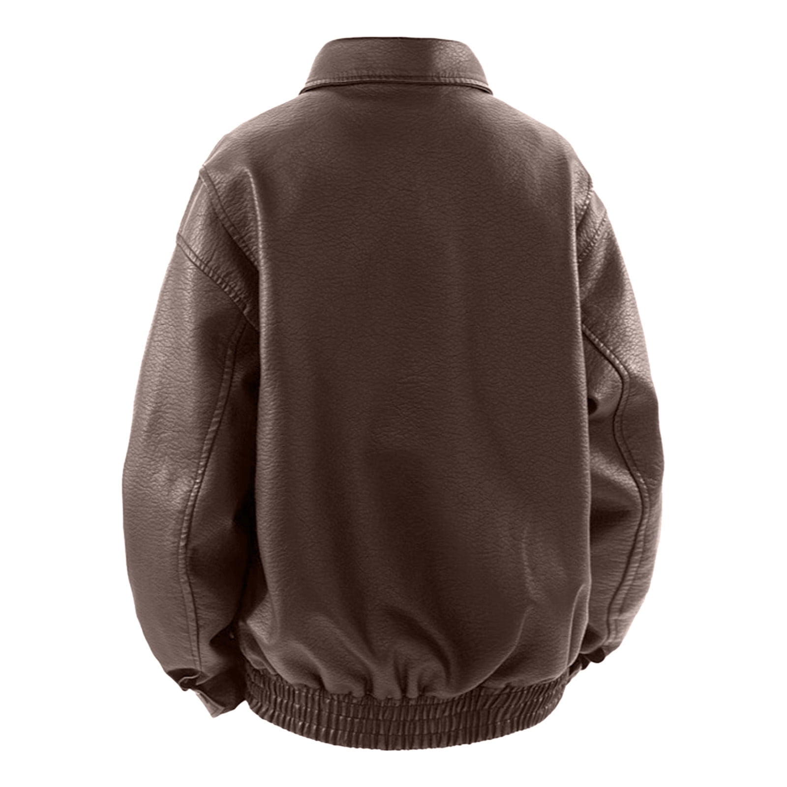 M-4X Plus Size Leather Jackets for Men Big & Tall Zip Up Coats with Pockets and Collared Long Sleeve Solid Color Thermal Motorcycle Jacket & Coat