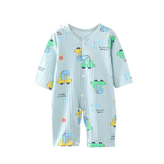 THDHVS Unisex Newborn Clothes,Newborn Girl Outfits,Toddlers Boys Girls' Loose-Fits Print Footless Pajamas Sleep and Play Bodysuits Light Blue 0-3 Months
