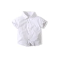 thumbnail image 5 of vera natura Toddler Boys Summer Outfit Sets White Short Sleeve Button Shirt + Solid Color Suspender Shorts, 5 of 9