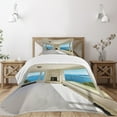 thumbnail image 3 of Ambesonne Modern Quilted Bedspread Set 2 Pcs, Ocean Nature Forest View, Twin Size, White and Blue, 3 of 6