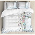 thumbnail image 1 of Human Anatomy Duvet Cover Set, Digital Psychedelic Molecule Body of Human DNA Genetic Helix Life Art Design, Decorative 3 Piece Bedding Set with 2 Pillow Shams, King Size, Pale Blue, by Ambesonne, 1 of 3