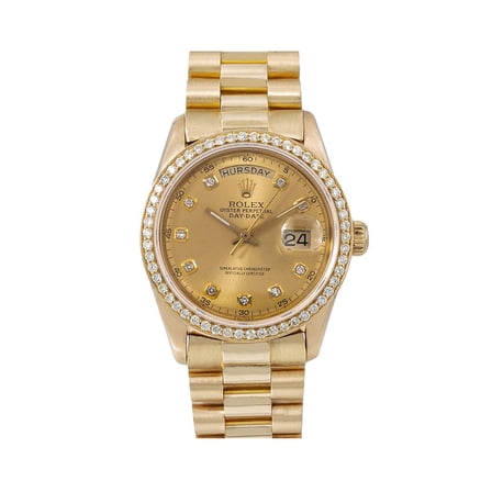 Pre-Owned Rolex Day-Date Diamond Watch, 1803 36mm, Champagne Diamond Dial With 1.20 CT Diamonds