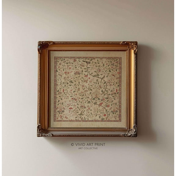 Vintage Floral And Bird Pattern Tapestry Antique Art, Ornate Botanical Home Decor, Vivid Art Print Fs-136 Wall Art, Modern Wall Decor, 8x12 UNFRAMED