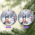thumbnail image 2 of Hello Winter Border Collie Football Snowman Welcome Snowy Morning Ceramic Round Ornament Borders Dog Lovers Gifts Idea Home Tree Decor - 01012, 2 of 5