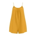 thumbnail image 5 of MuXiKeJi Clothes Linen Rompers for Women Casual Sleeveless Halter Short Overalls Spaghetti Strap Shorts Jumpsuit with Pockets, 5 of 6