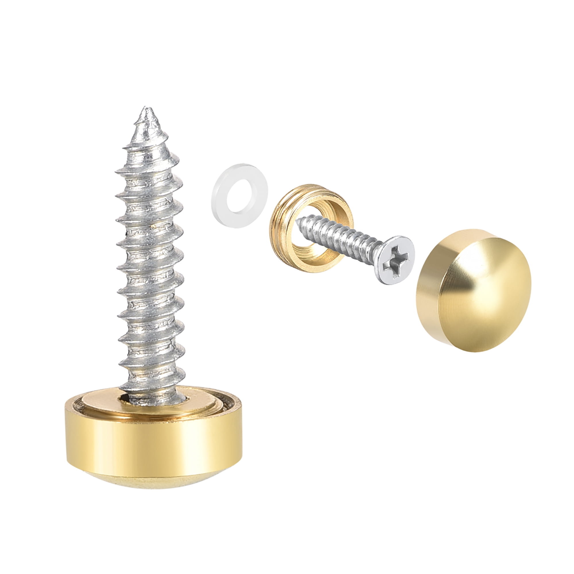 Mirror Screws Decorative Caps Cover Nails Polished Gold 10mm 4Pcs