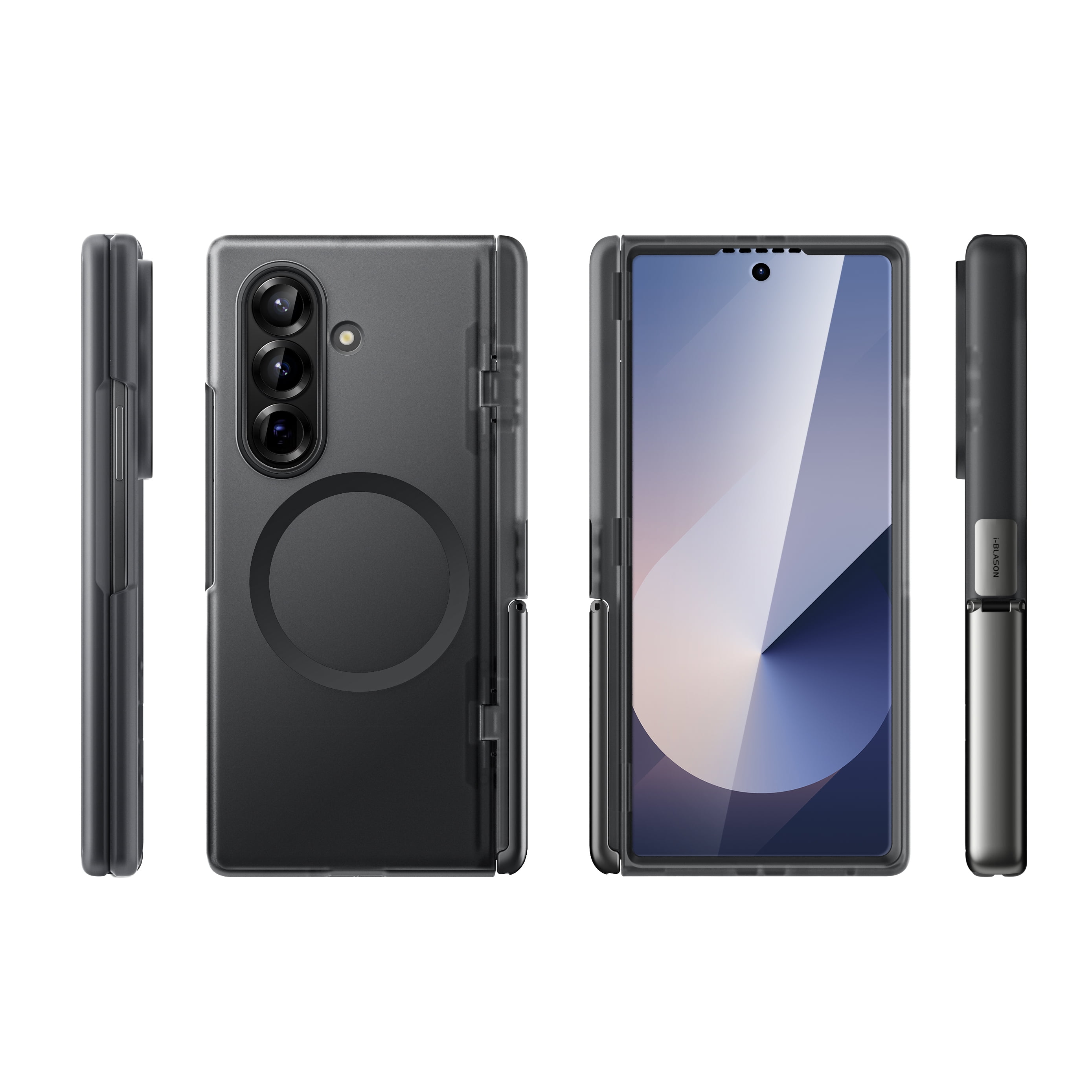 i-Blason Cosmo for Samsung Galaxy Z Fold 7 (2025) Clear Case [Built-in Screen Protector & Kickstand] [Hinge Protection] Magnetic Absorption Case, Anti-Scratches, Shock-Absorbent Cover, FrostBlack