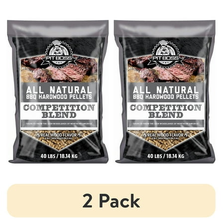(2 pack) Pit Boss 100% All-Natural Hardwood Competition Blend BBQ Grilling Pellets, 40 Pound Bag