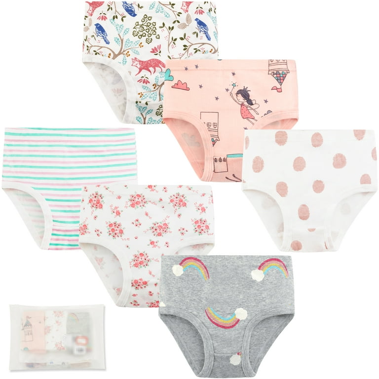 Happy Cherry Girls Panties Soft 100% Cotton Underwear Toddler Undies (Pack  of 6)