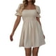 thumbnail image 1 of Txlixc Vestido de manga corta de mujer, cuello cuadrado, pliegue de pliegue Txlixc moda, 1 of 6