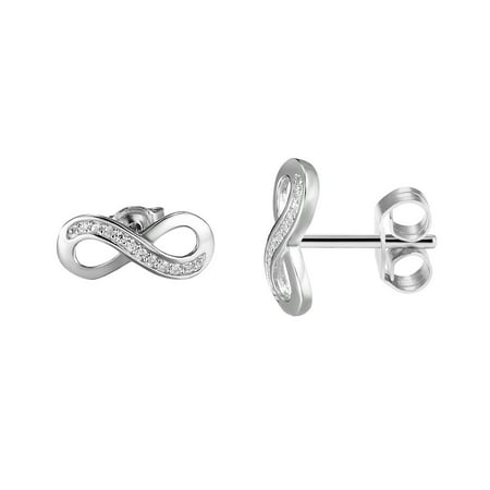 Infinity Design Earrings Womens Sterling 925 Silver Lab Created Cubic Zirconias 14mm Classy