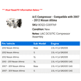 thumbnail image 2 of A/C Compressor - Compatible with 2007 - 2012 Nissan Altima 2008 2009 2010 2011, 2 of 2