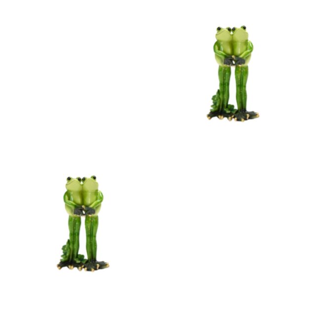 VONKY Home Decor Accent Handmade Frog Figurine Green Unique Style Home Decoration Couple Frog A 2Set