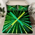 thumbnail image 2 of Manfei Green Yellow Gradient Light Twin Sheet Sets,Abstract Geometric Stripe Twin Fitted Sheet,Modern Fashion Games Flat Sheet For Boys,Ultra Soft Home Decor,3pcs, 2 of 7