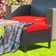 thumbnail image 3 of Gymax 2 Pcs Ottomans de Patio Poignées en Bois Pédale de Pied en Tricot de Rotin Rouge, 3 of 9