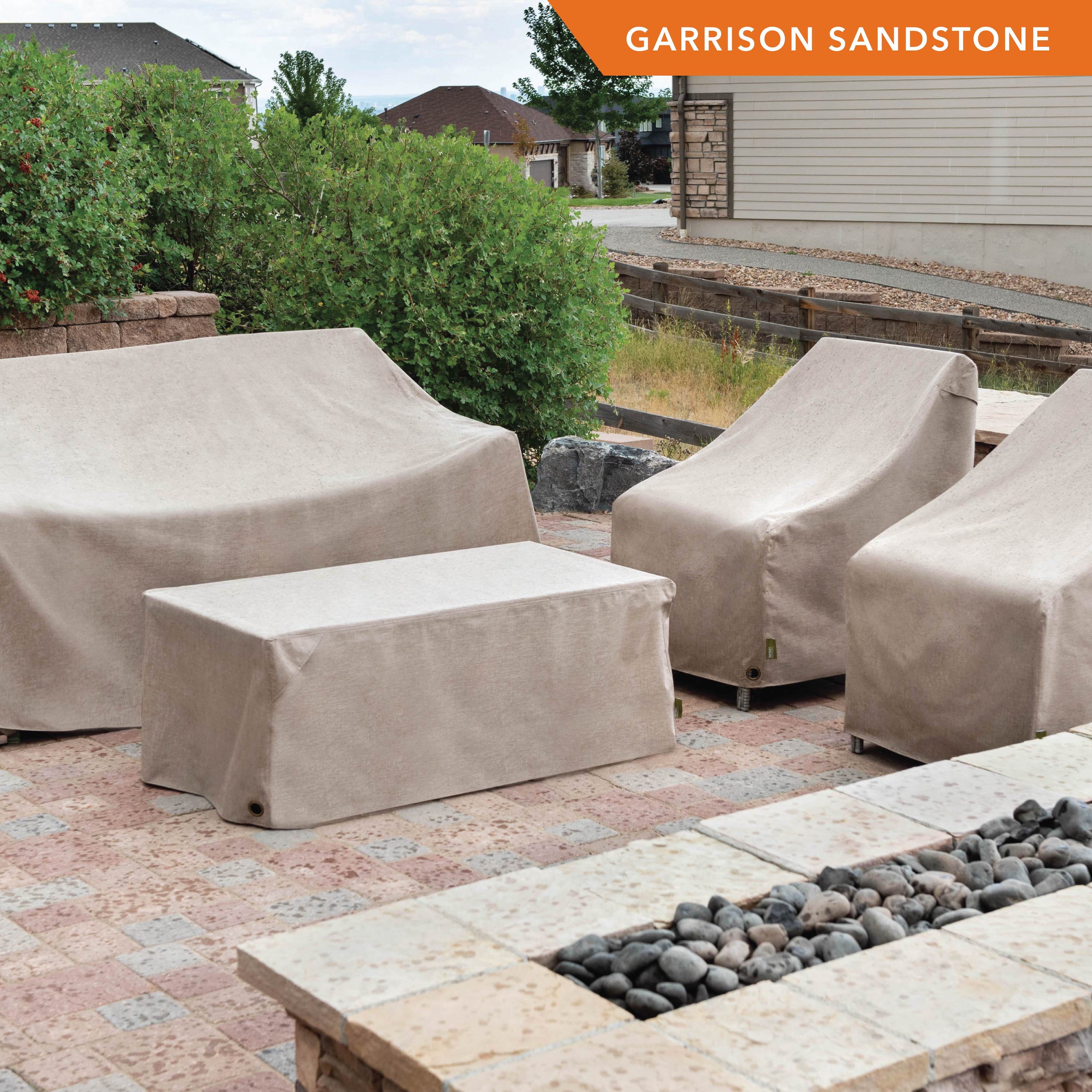 Modern Leisure Garrison Square Fire Pit Table Cover, Waterproof, 32" Square x 22"H, Sandstone