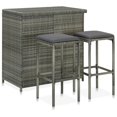 thumbnail image 1 of vidaXL 3 Piece Bar Set Poly Rattan Grey, 1 of 5