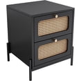 thumbnail image 3 of Modern Night Stand with 2-Drawer,Cannage Rattan Wood Closet Side Table End Table,Bedside Tables with Metal Legs for Bedroom, Living Room,Entryway,Hallway, 3 of 6