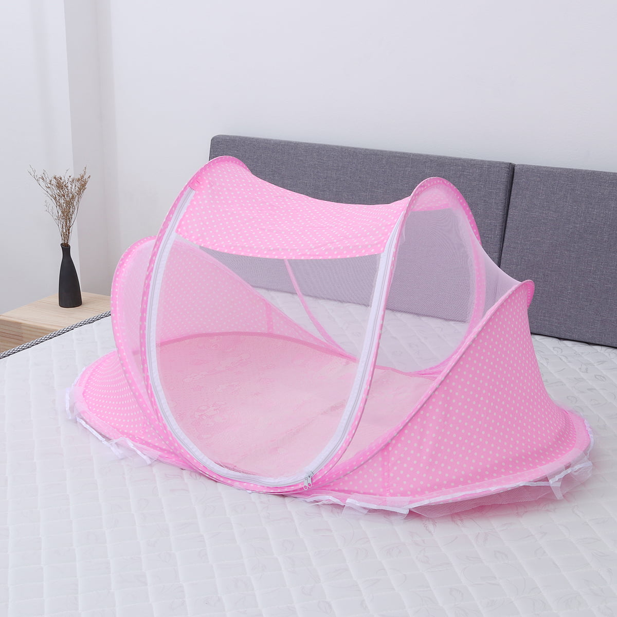 Portable Baby Crib Mosquito Net for Infants Breathable Foldable Cradle Bed Pink 