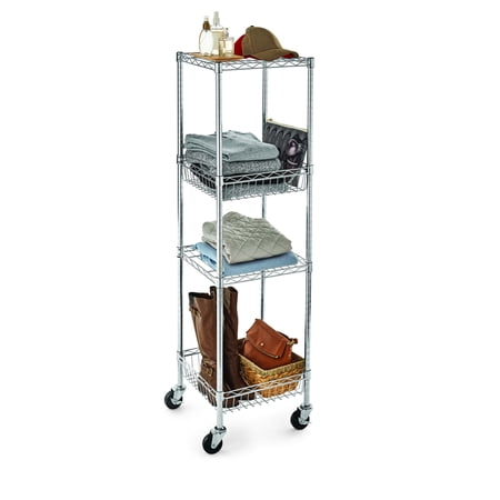Hyper Tough 4 Shelf Tower, Zinc, 16"Dx16"Wx57.4"H with Caster