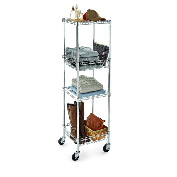 Hyper Tough 4 Shelf Steel Wire Shelving, Metal Shelving With Casters