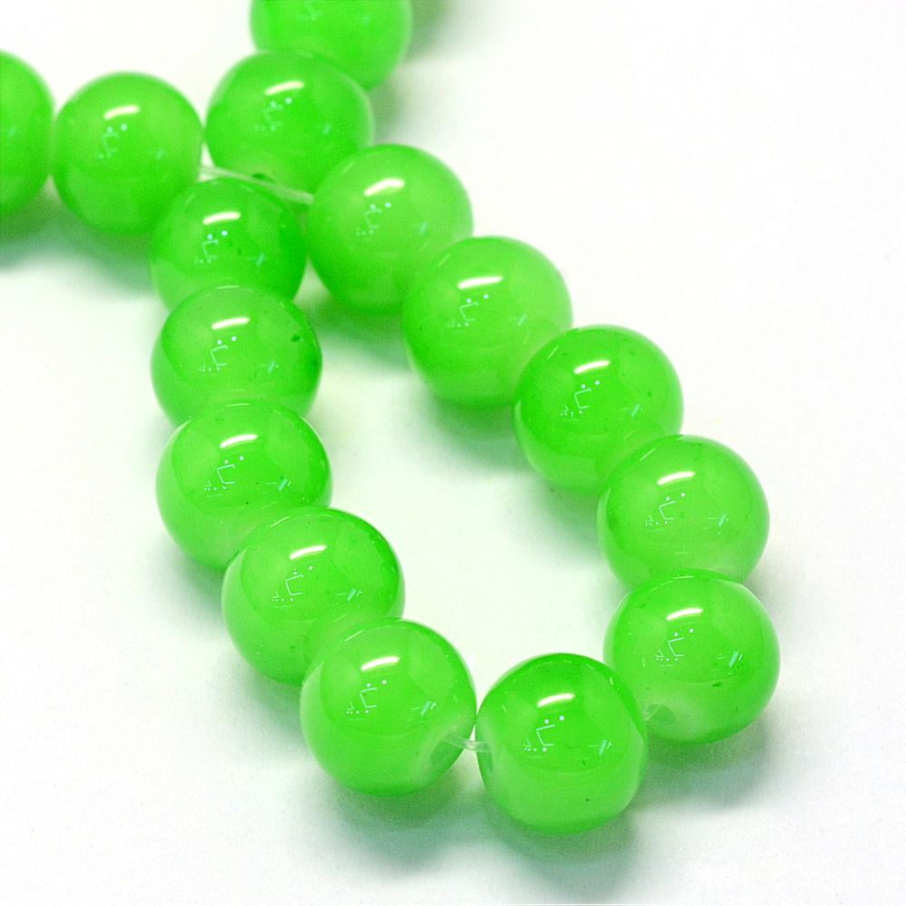 Baking Painted Imitation Jade Glass Round Bead Strands Lime Green 10~10.5mm Hole: 1.5mm 80~85pcs/strand 31.4 inch