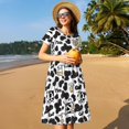 thumbnail image 4 of Saiise Robes d'Été Motif Vache pour Femmes T-Shirt Décontracté Manches Courtes Robe de Plage Florale avec Poches, 4 of 6