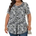 thumbnail image 4 of YABCSAZ Plus Size Tops for Women Short Sleeve T Shirts Crewneck Floral Trendy Tops Summer Casual Blouse Loose Fit Soft Comfy Tee Shirts Women's Oversize Tops Size L-5XL, 4 of 8