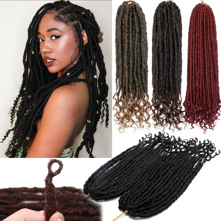 6 Packs Goddess Faux Locs Crochet Hair, Goddess Locs Crochet Hair for Black  Women, Culy Boho Style Braids (22 Inch, T1B/30)