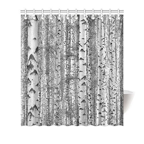 MOHome Birch Tree Shower Curtain Waterproof Polyester Fabric Shower